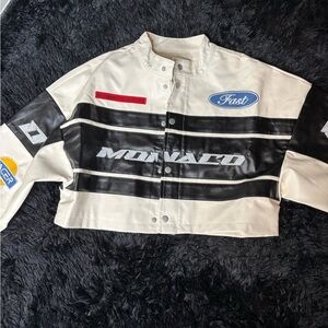 Fashion Nova Black and White Racing Jacket
